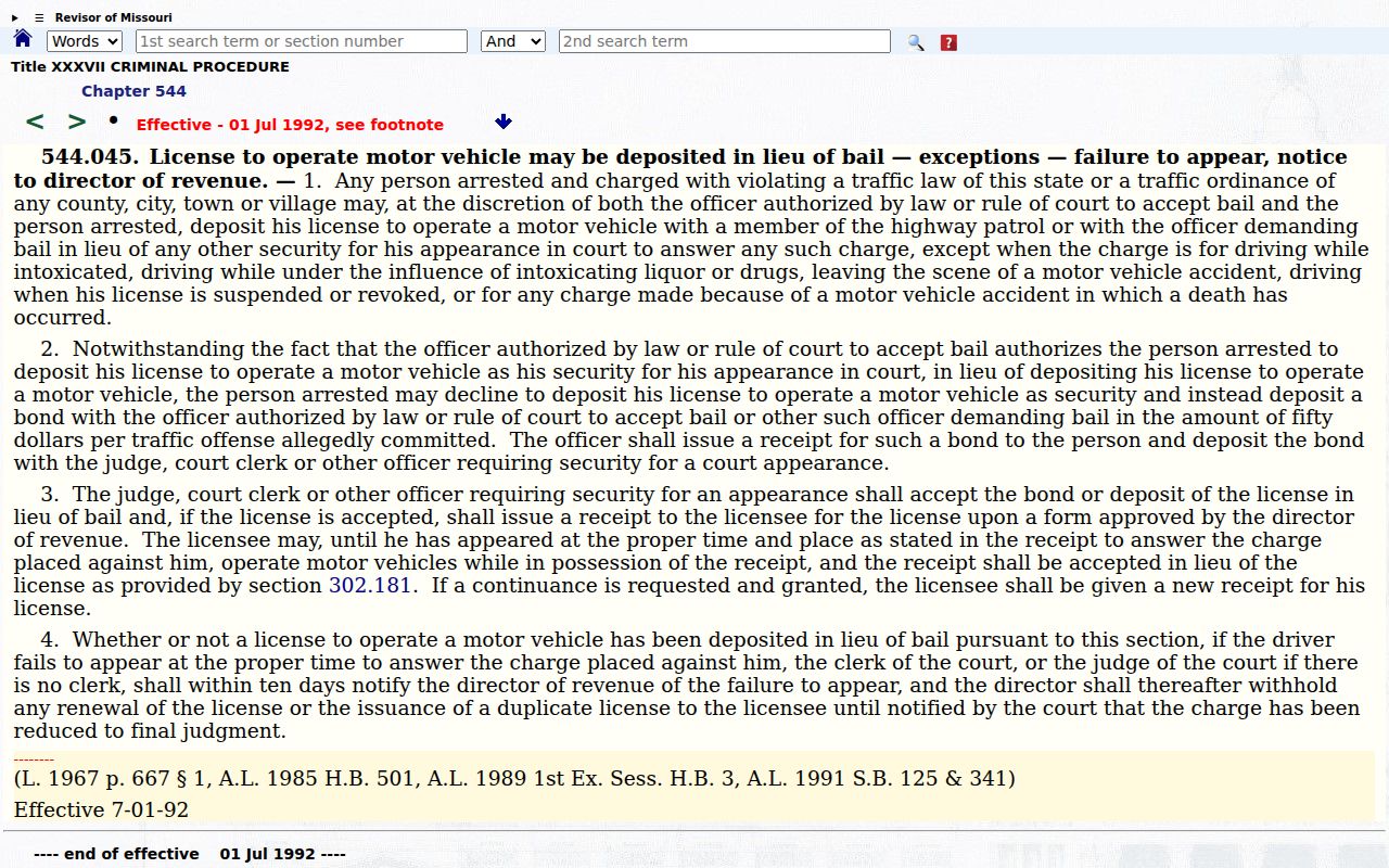 Howard County traffic warrant failure to appear statute